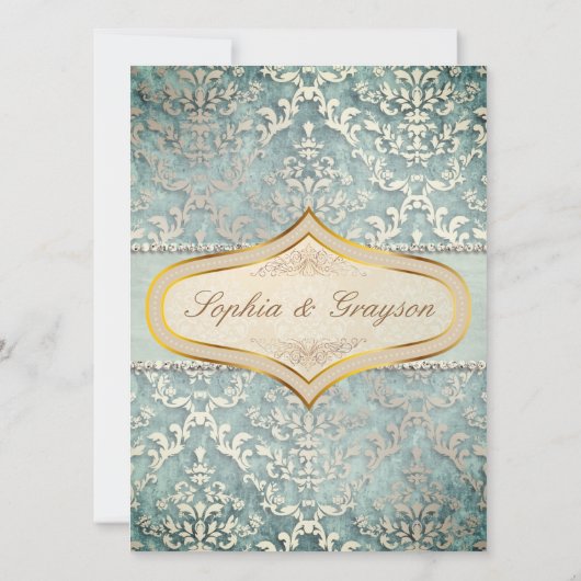 セージ緑グライマーダマスクブライダルシャワーゲームカード 招待状 (裏面)