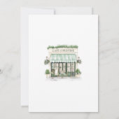 セージ緑コケットボウパリジャンカフェベビーシャワー 招待状 (裏面)