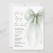 セージ緑コケット弓水カラーブライダルシャワー 招待状 (正面)
