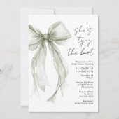 セージ緑コケット弓水カラーブライダルシャワー 招待状 (正面)
