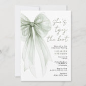 セージ緑コケット弓水カラーブライダルシャワー 招待状 (正面)