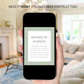 セージ緑ジンガム真夜中おむつベビーシャワー ポスター