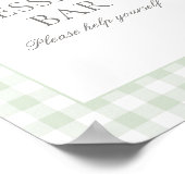 セージ緑ジンガム赤ちゃんシャワーデザートバーサイン ポスター (角)