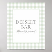 セージ緑ジンガム赤ちゃんシャワーデザートバーサイン ポスター (正面)