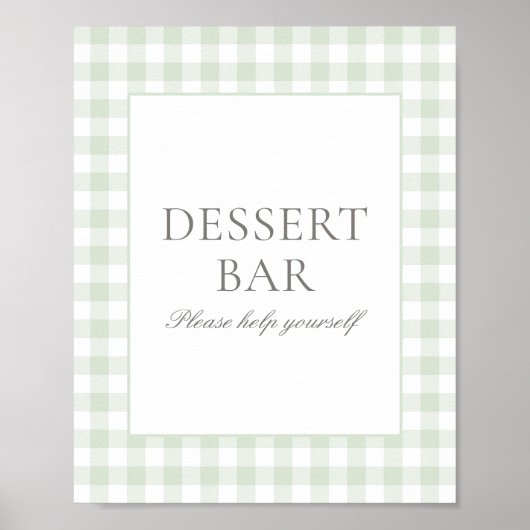 セージ緑ジンガム赤ちゃんシャワーデザートバーサイン ポスター (正面)