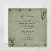 セージ緑スパイダースクロールハローウィンパーティ 招待状 (裏面)