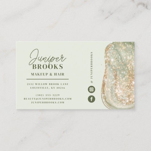 セージ緑ソーシャルメディシンプルアグリッター水彩 名刺 (裏面)