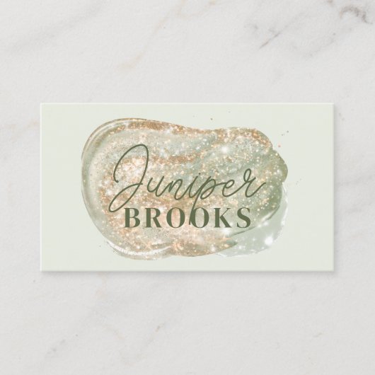 セージ緑ソーシャルメディシンプルアグリッター水彩 名刺 (正面)