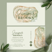 セージ緑ソーシャルメディシンプルアグリッター水彩 名刺