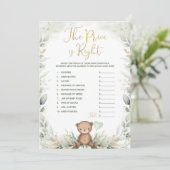 セージ緑テディベアは正しい価格ゲームを推測 招待状 (スタンド正面)