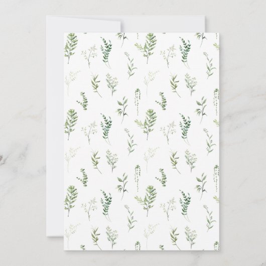 セージ緑テディベアーボウグリーナリー男の赤ちゃんシャワー 招待状 (裏面)