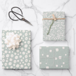 セージ緑ニュートラルエレガントシック抽象芸術パターン ラッピングペーパーシート