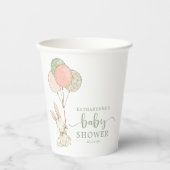 セージ緑バルーンバニーラビットベイビーシャワー 紙コップ (正面)