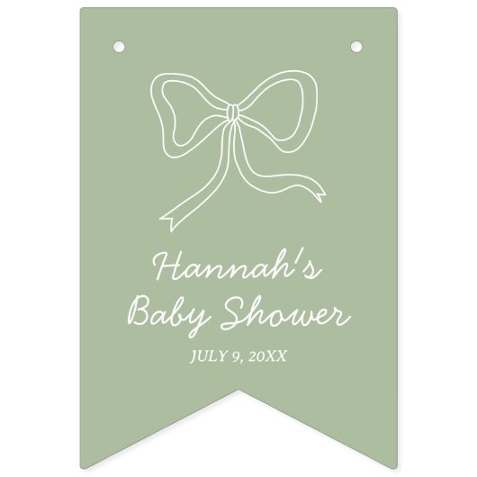 セージ緑パーソナライズされた赤ちゃんシャワーフォトバナー バンティングフラッグ (第1の旗)