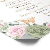 セージ緑ピンクフローラキンセアニェラバードリンク ポスター (角)