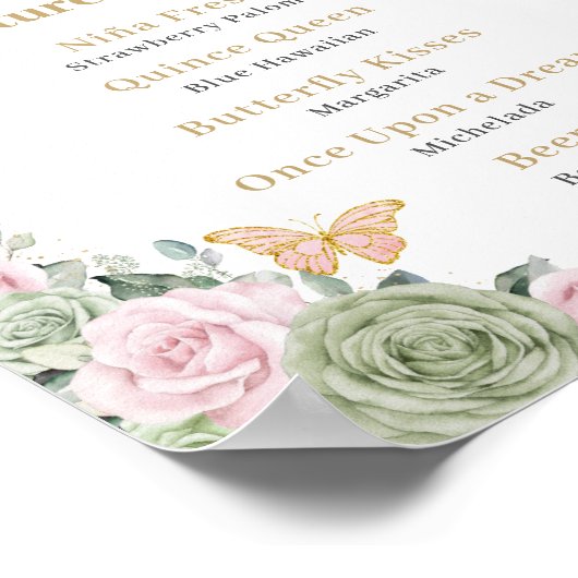 セージ緑ピンクフローラキンセアニェラバードリンク ポスター (角)