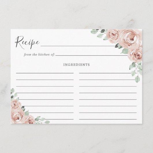 セージ緑ピンクフローラダスティバラレシピカード (正面)