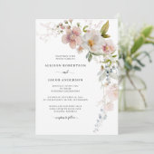 セージ緑ピンクワイルドフラワー結婚フローラ 招待状 (スタンド正面)