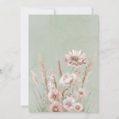 セージ緑ピンク牡丹結婚のカップルのシャワー 招待状 (裏面)