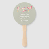 セージ緑ピーチピンクバタフライベビーシャワー ハンドファン (裏面)