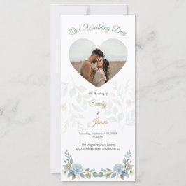 セージ緑フローラ水彩結婚式 プログラムカード