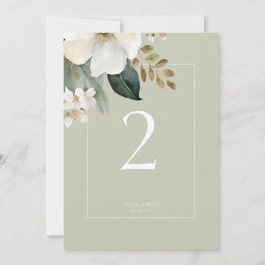 セージ緑フローラ水結婚色のテーブル番号 (裏面)