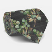 セージ緑ブラシ仕上げ金属黒植物性メンズタイ ネクタイ (ロール)