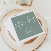 セージ緑ベビーシャワー紙ナプキンスモダンボーイ スタンダードカクテルナプキン