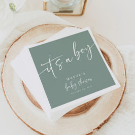 セージ緑ベビーシャワー紙ナプキンスモダンボーイ スタンダードカクテルナプキン