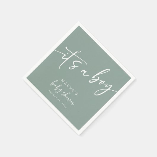 セージ緑ベビーシャワー紙ナプキンスモダンボーイ スタンダードカクテルナプキン (角)