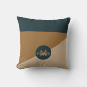 セージ緑ベージュブラウンモノグラームヴィンテージ色 クッション (正面)