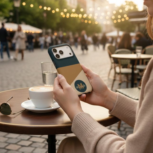 セージ緑ベージュヴィンテージ色ブロックモノグラム ケース (クリエイターアップロード済み)