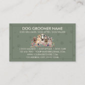 セージ緑ペットシッター犬の獣医用フレーム付きポーズ 名刺 (裏面)