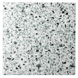 セージ緑ホワイトテラゾモダンミニマルミディアム タイル