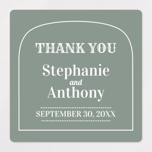セージ緑ボヘミアンレトロアーチサンキューサンキュー結婚ズ ラベル (デザイン1)