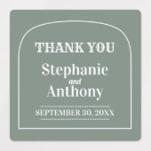 セージ緑ボヘミアンレトロアーチサンキューサンキュー結婚ズ ラベル (デザイン2)