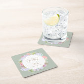 セージ緑ボホサボサボサボサボオ赤ちゃんシャワー スクエアペーパーコースター (インサイチュ)