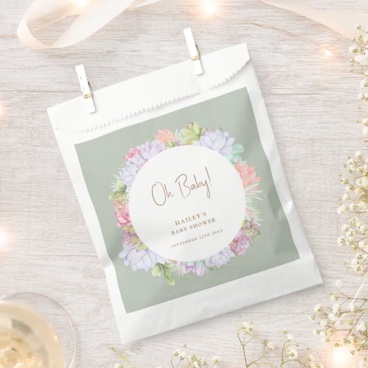 セージ緑ボホサボサボサボサボオ赤ちゃんシャワー フェイバーバッグ (クリップ留めされた状態)