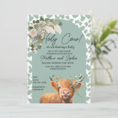 セージ緑ボホホーホーホーチカウベビーシャワー招待状 招待状 (スタンド正面)