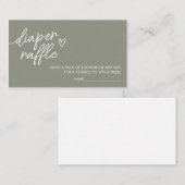 セージ緑ボホミニマリストおむつラッフル エンクロージャーカード (正面/裏面)