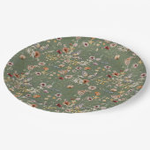 セージ緑ボホワイルドフラワー ペーパープレート (アングル)