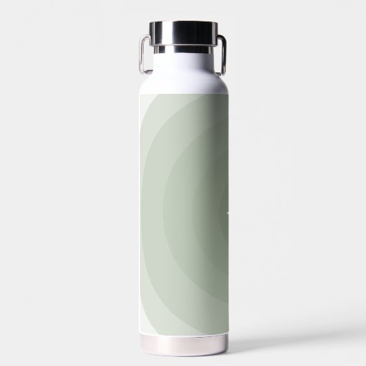 セージ緑ミニマリストサークルグラデーションモノグラム ウォーターボトル (正面)