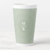 セージ緑ミニマリストサークルグラデーションモノグラム カフェラテマグ (正面)