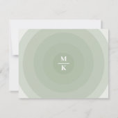セージ緑ミニマリストサークルグラデーションモノグラム ノートカード (裏面)