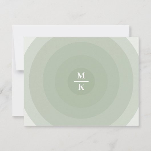 セージ緑ミニマリストサークルグラデーションモノグラム ノートカード (裏面)