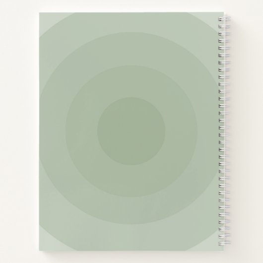 セージ緑ミニマリストサークルグラデーションモノグラム ノートブック (裏面)