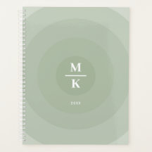 セージ緑ミニマリストサークルグラデーションモノグラム