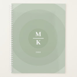 セージ緑ミニマリストサークルグラデーションモノグラム プランナー手帳