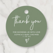 セージ緑ミニマリストモダンボホベイビーシャワー フェイバータグ (裏面)