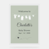 セージ緑ミニマリスト半透明ベビーシャワー アクリルサイン (正面)
